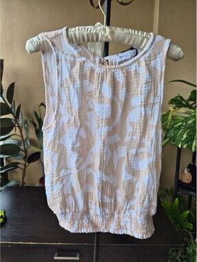 Michael Stars Cotton Gauze Floral Sleeveless Top Size S Made in USA